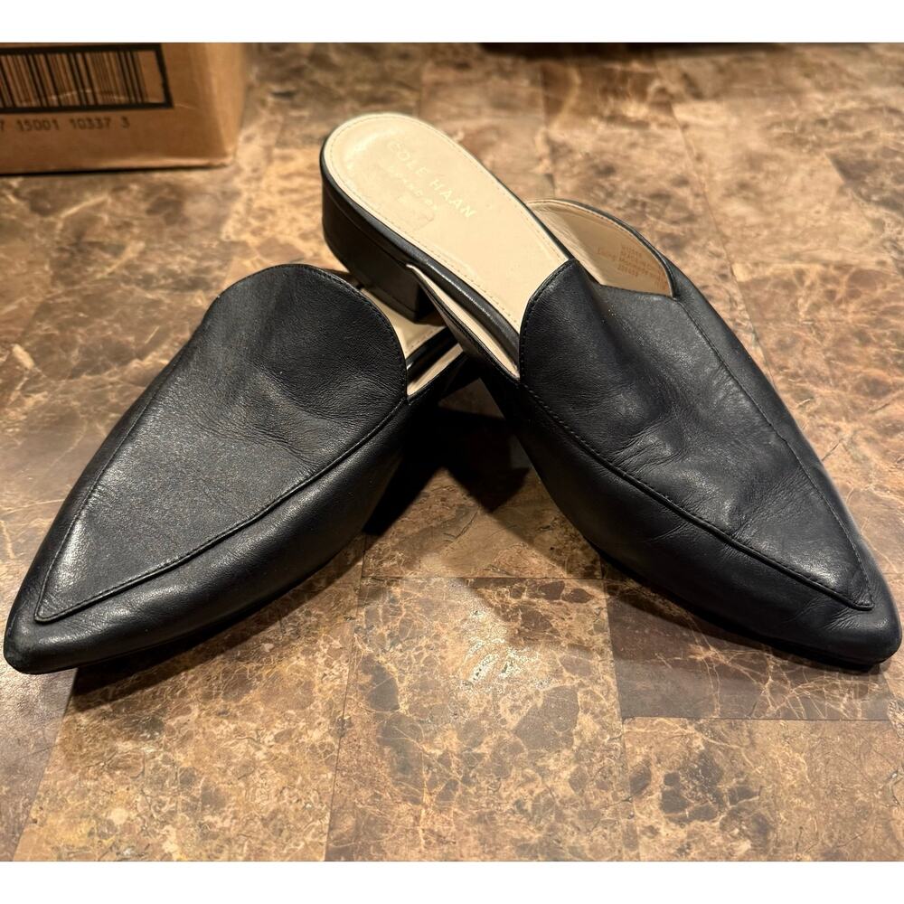 Cole Haan Black Leather Mules